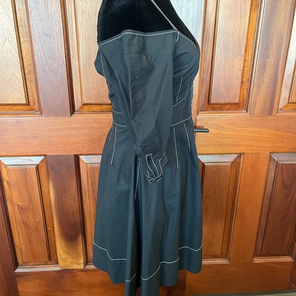 DEREK LAM 10 CROSBY COTTON POPLIN OFF SHOULDER DRESS BLACK SIZE 4 - Picture 7 of 16